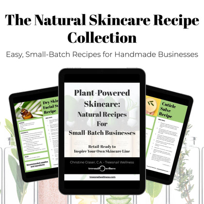 Digital book cover of 'The Natural Skincare Recipe Collection' with tablet displaying recipe pages.