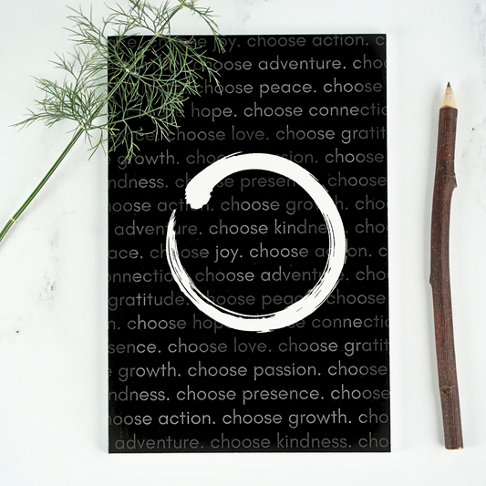 Zen Circle Affirmation Notebook (White or Black)