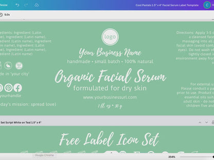 Editable Face Serum Label Template (5 Branding Styles)