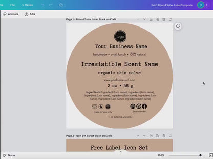 Kraft Skincare Label Template Bundle (Editable in Canva)