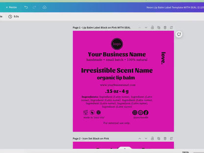 Neon Skincare Label Template Bundle (Editable in Canva)