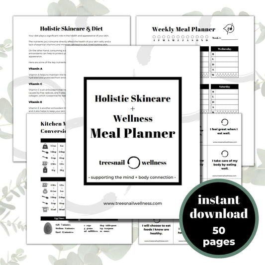 Meal Planner for Holistic Skincare and Wellness (50 Page PDF Download)