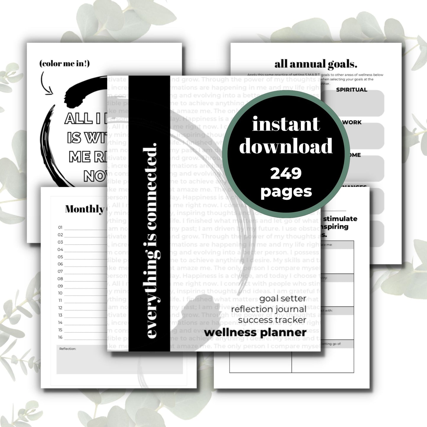 12-Month Wellness Planner, Undated (249 Page PDF Download)